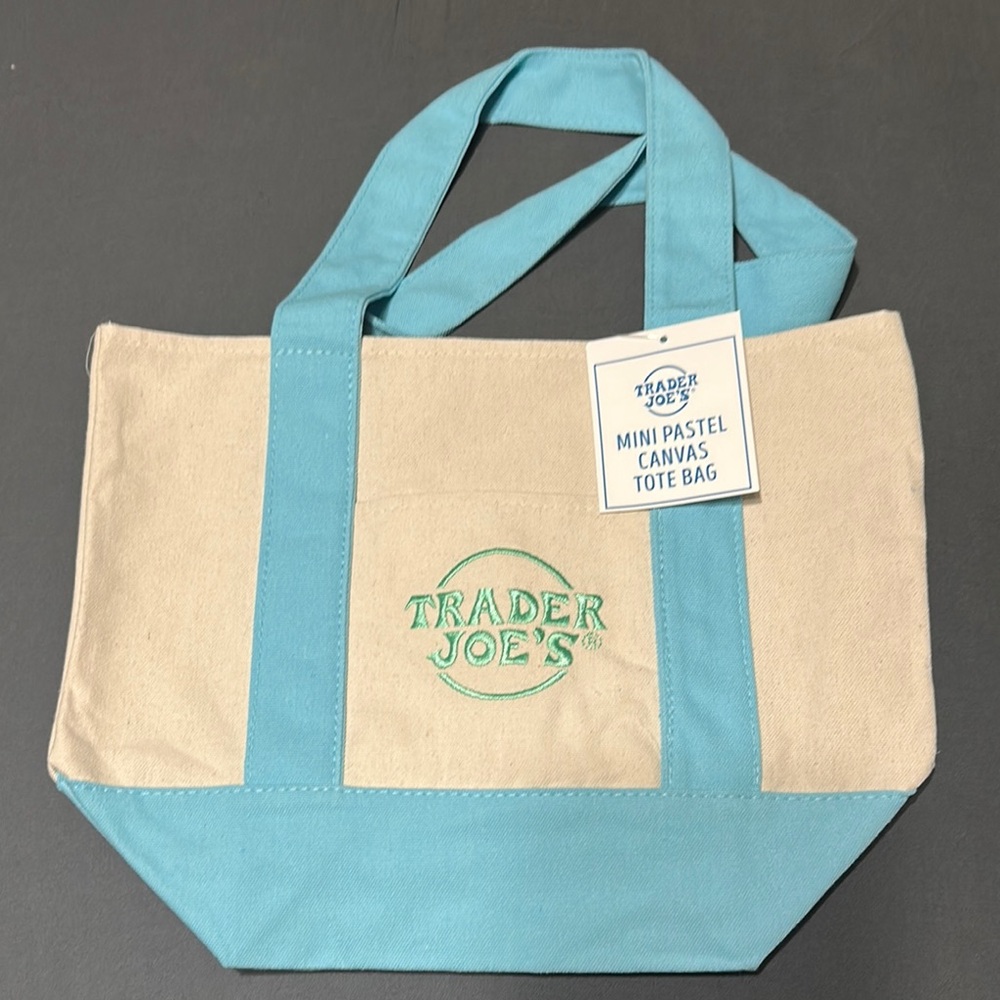 Trader Joe's Mini Pastel Canvas Tote Bag